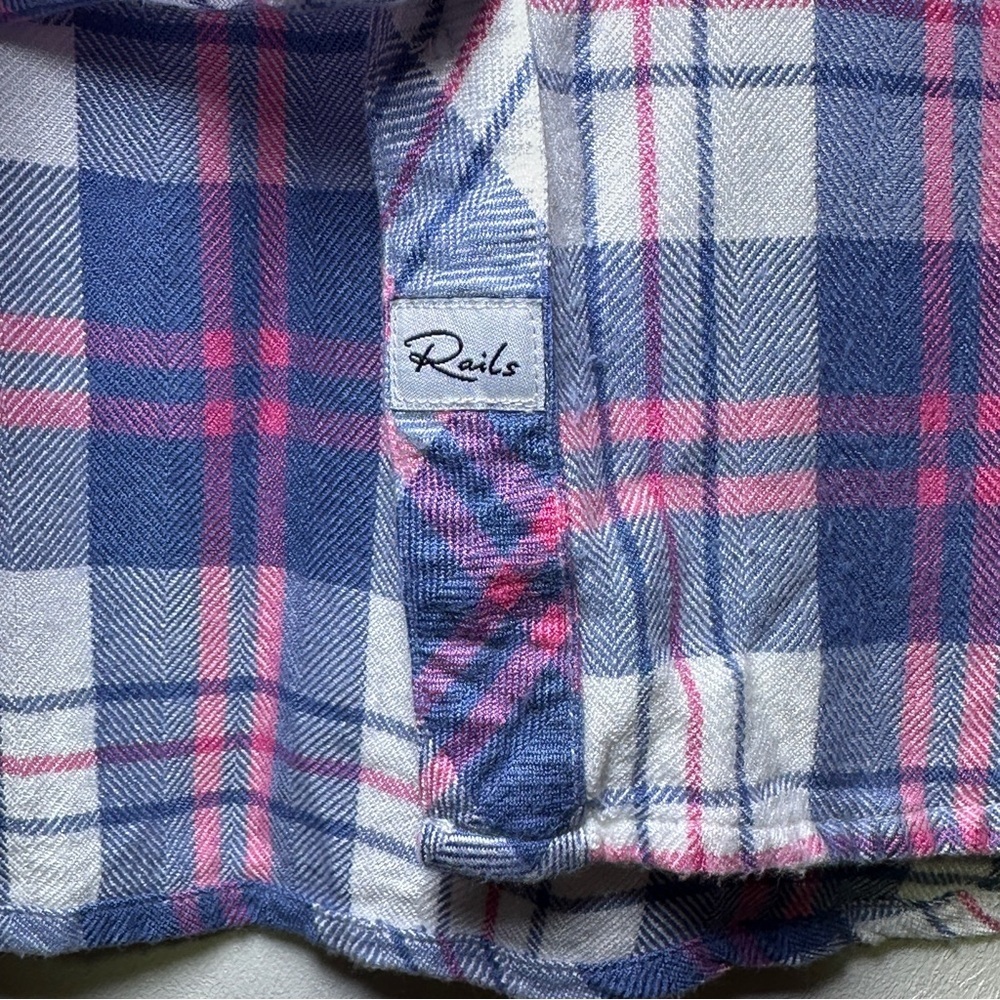 Rails Classic Plaid in Blue Pink White Button Down Long Sleeve Shirt Size XXL - Picture 4 of 8